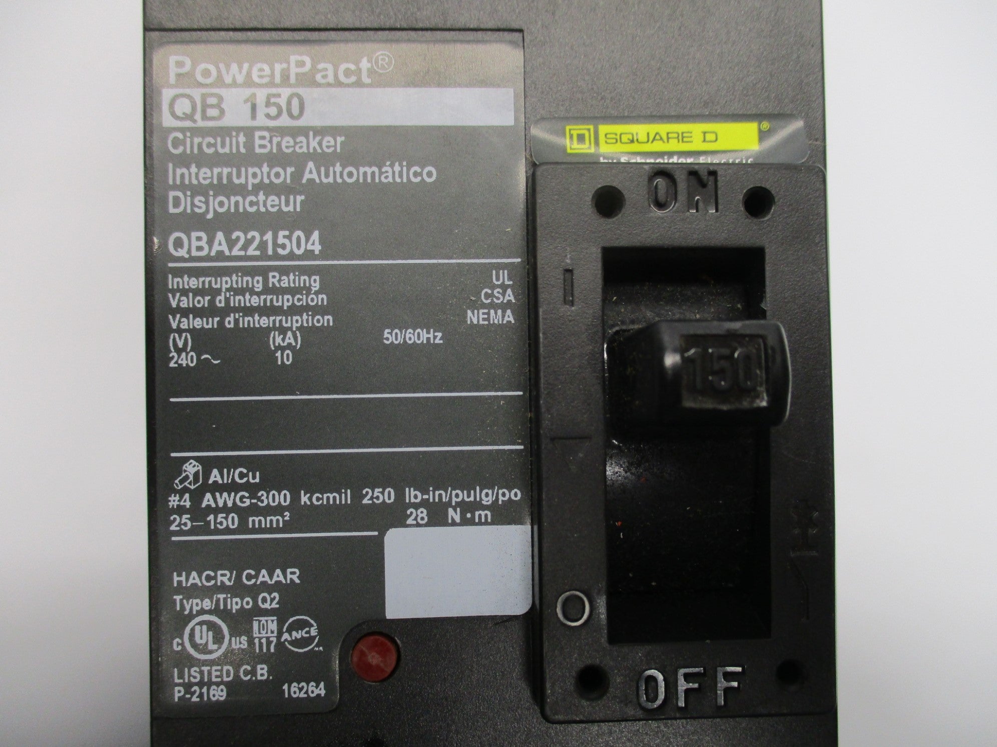 SQUARE D QBA221504 150A 240V NSNP