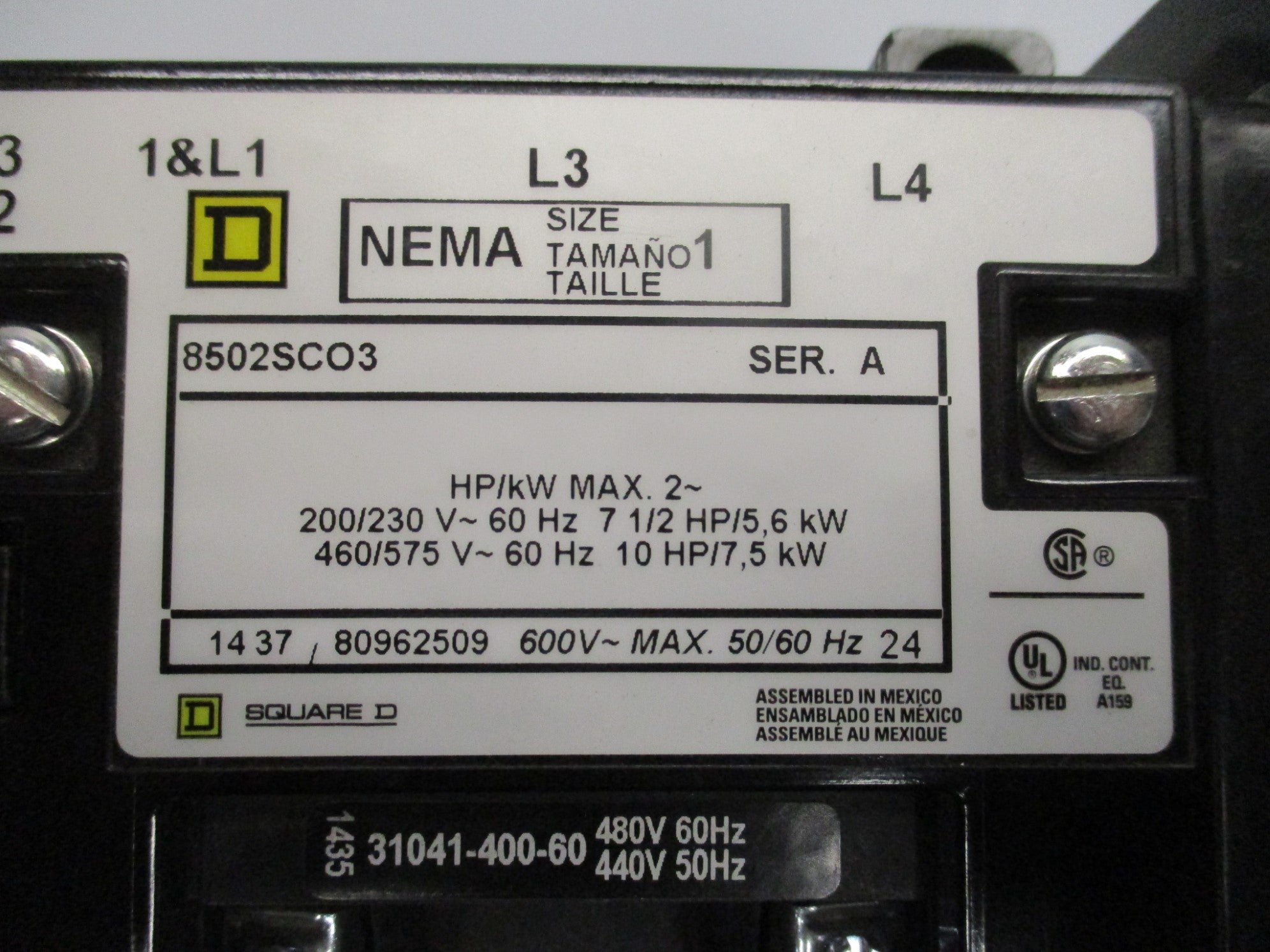 SQUARE D 8502SCO3V06 SER. A NSMP