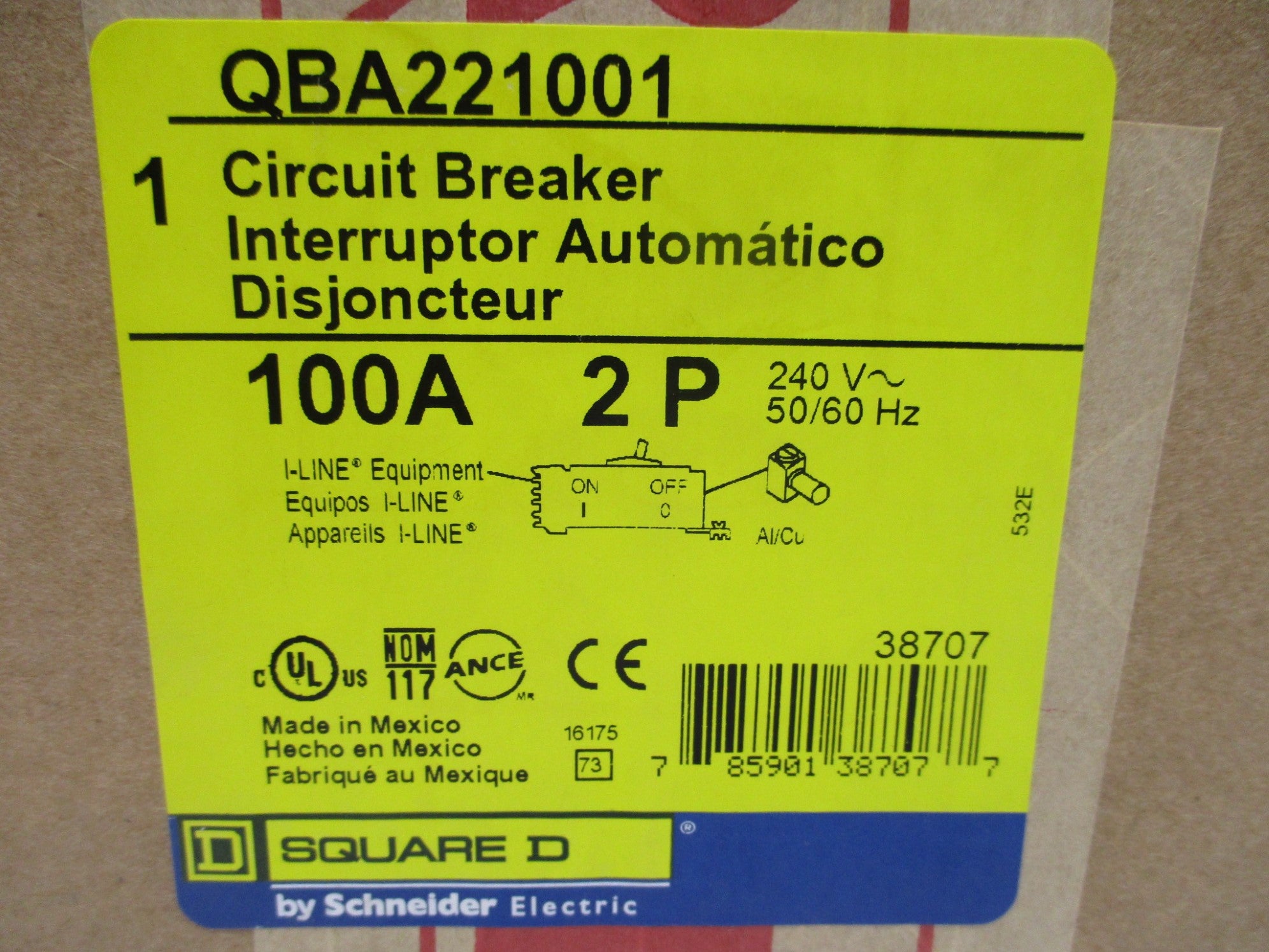 SQUARE D QBA221001 100A 240V NSFS