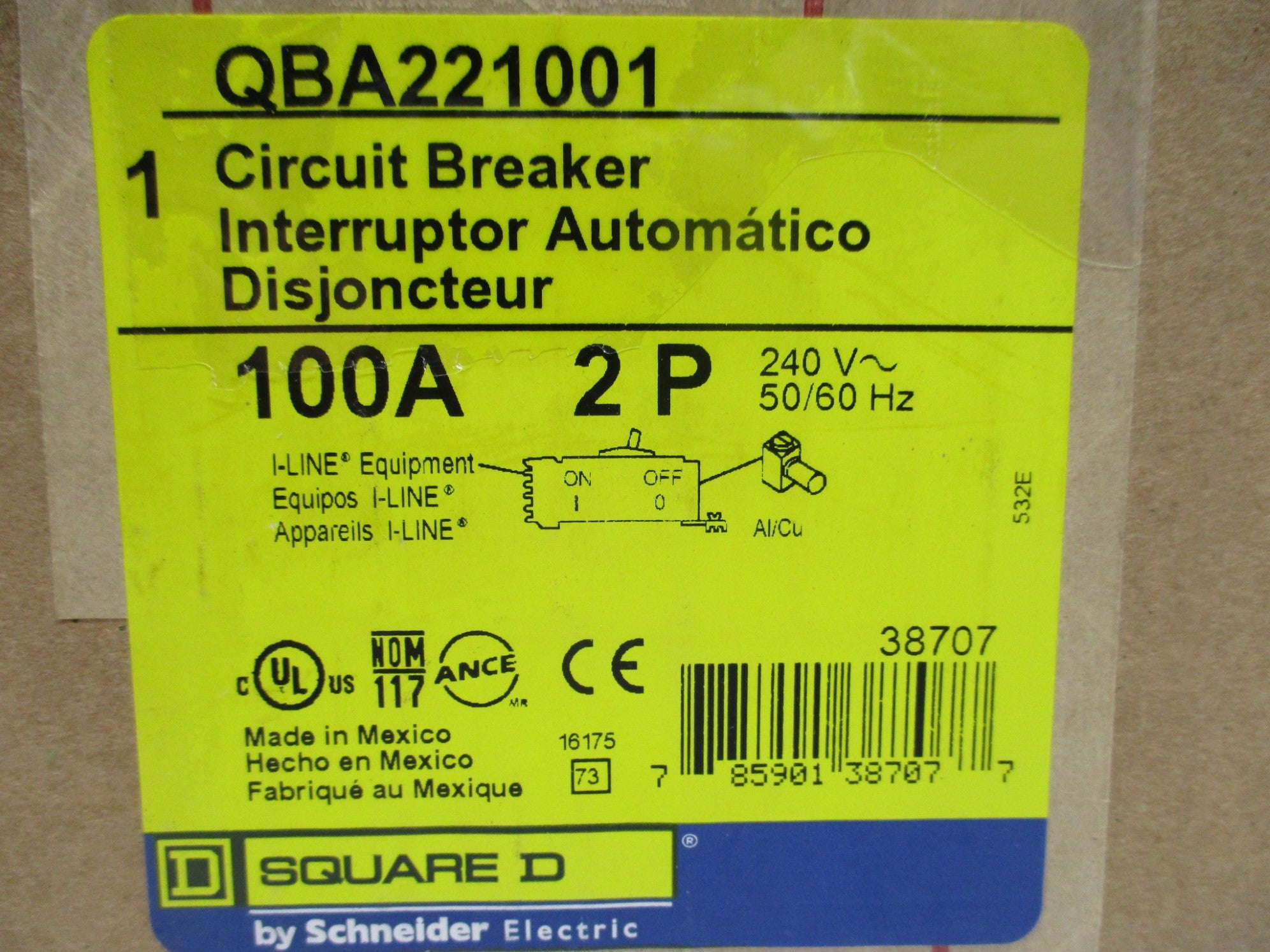 SQAURE D QBA221001 100A 240V NSMP