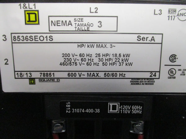 SQUARE D 8536SEO1V02S SER. A 110/120V NSMP