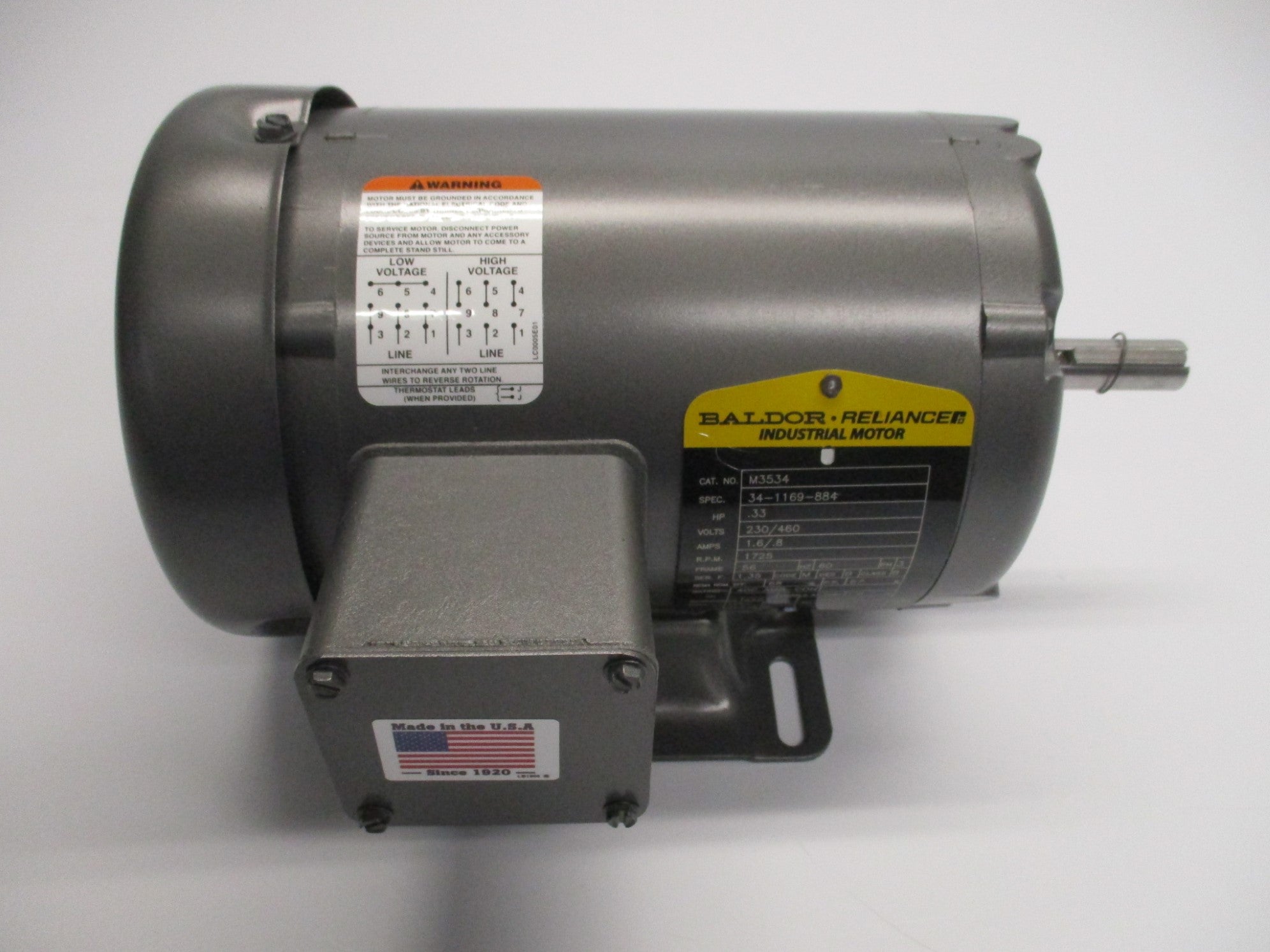 BALDOR M3534 SER. F 230/460V 1.6/.8A NSMP