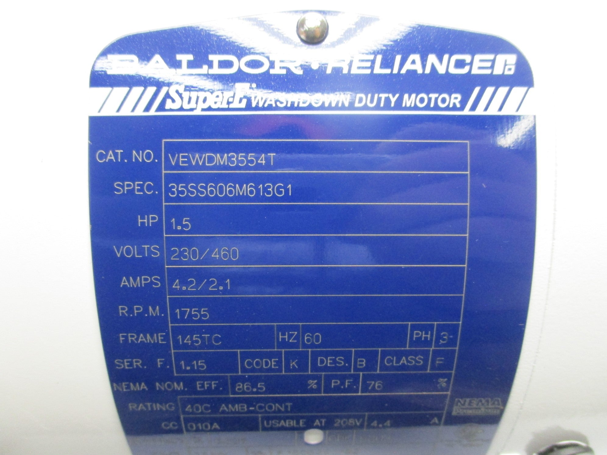 BALDOR VEWDM3554T SER. F NSMP