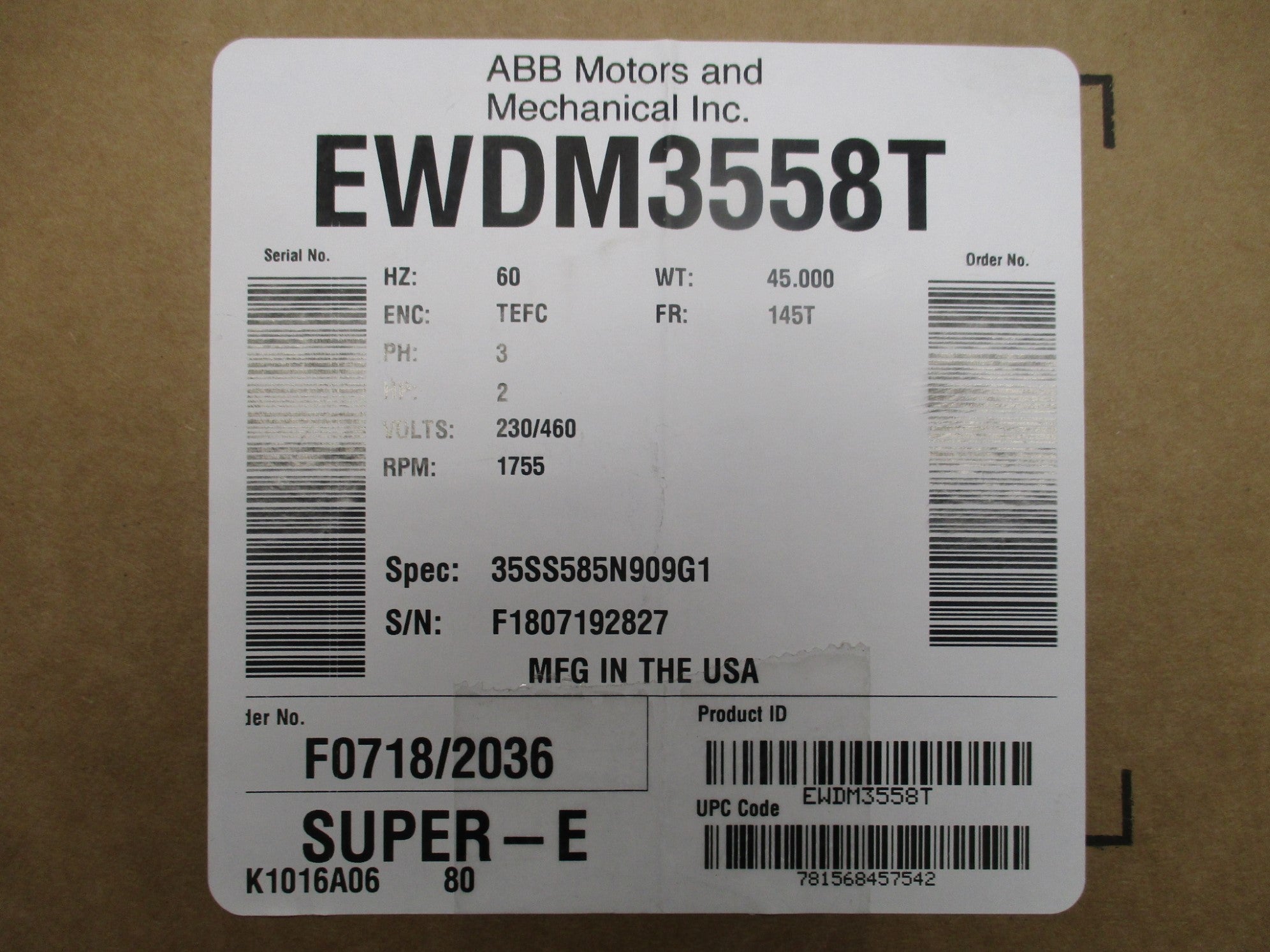 BALDOR EWDM3558T NSMP