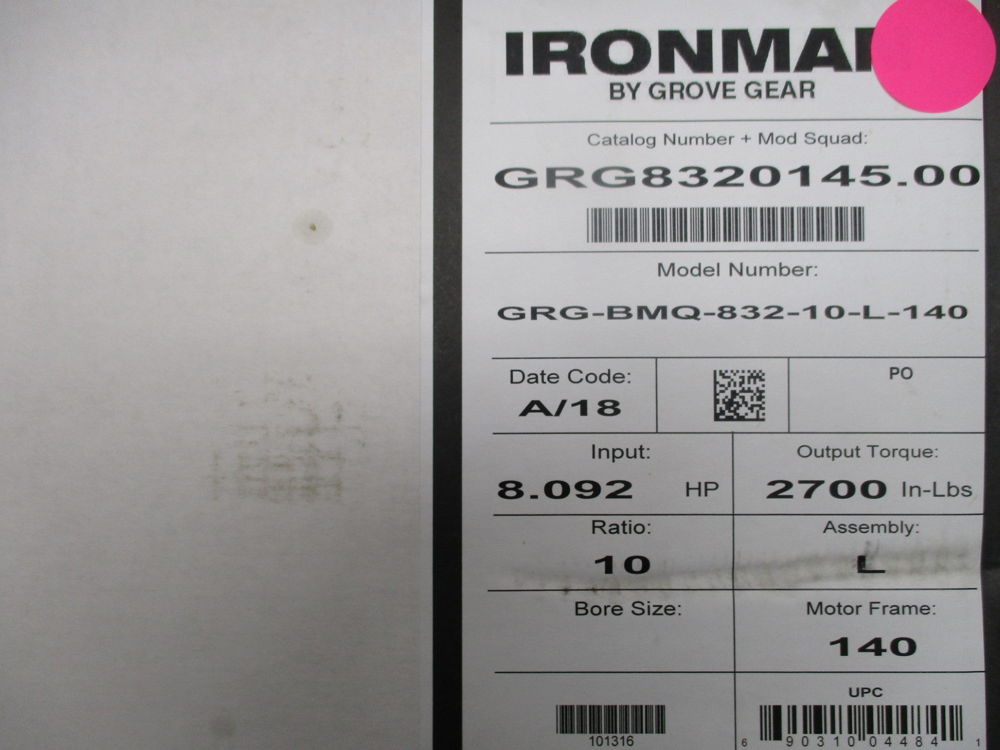 GROVE GEAR GRG8320145.00 NSMP