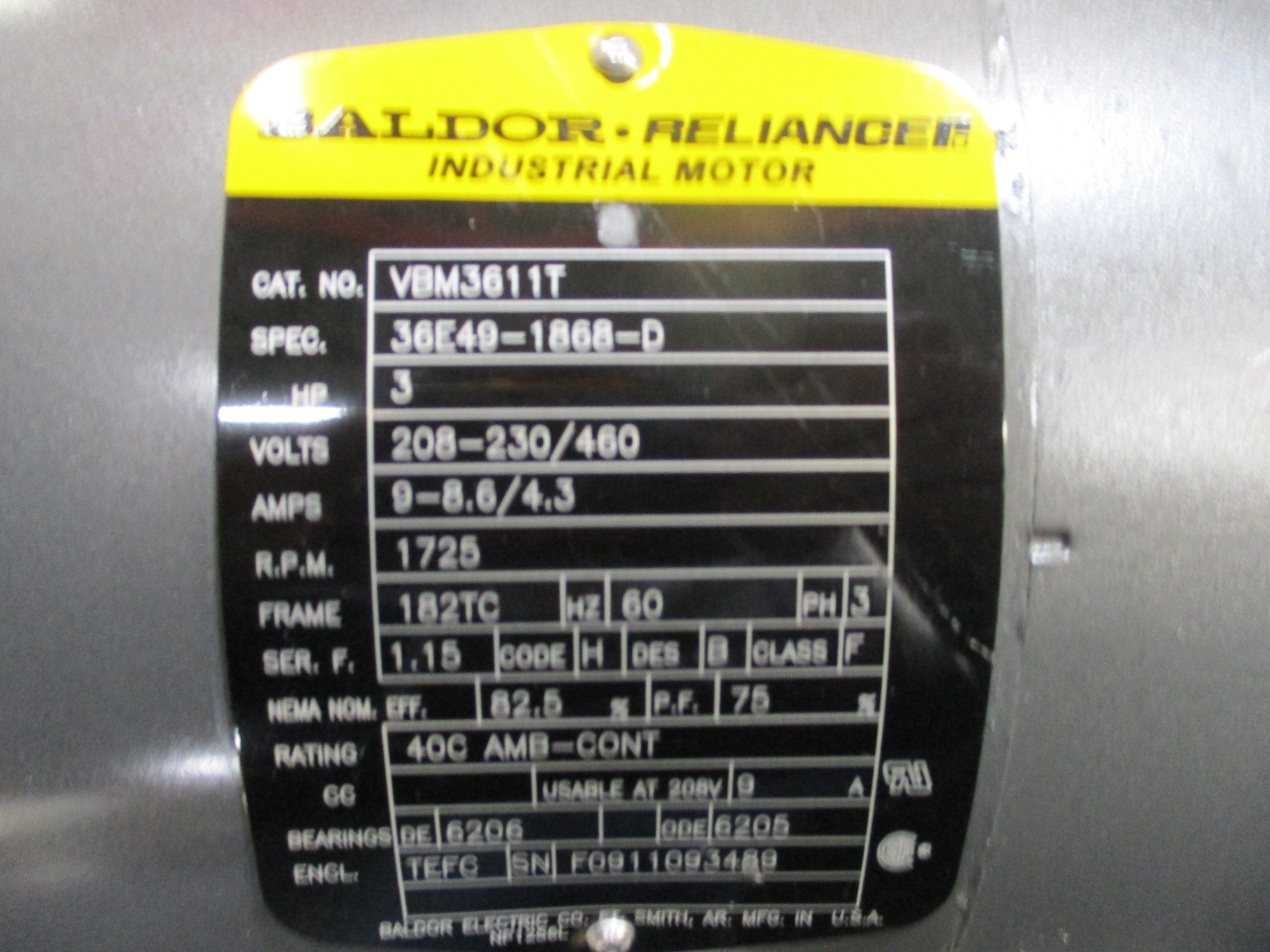BALDOR VBM3611T SER. F NSMP