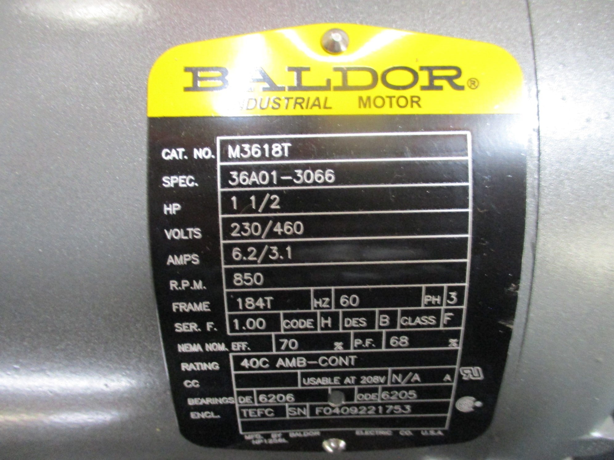 BALDOR M3618T SER. F NSMP
