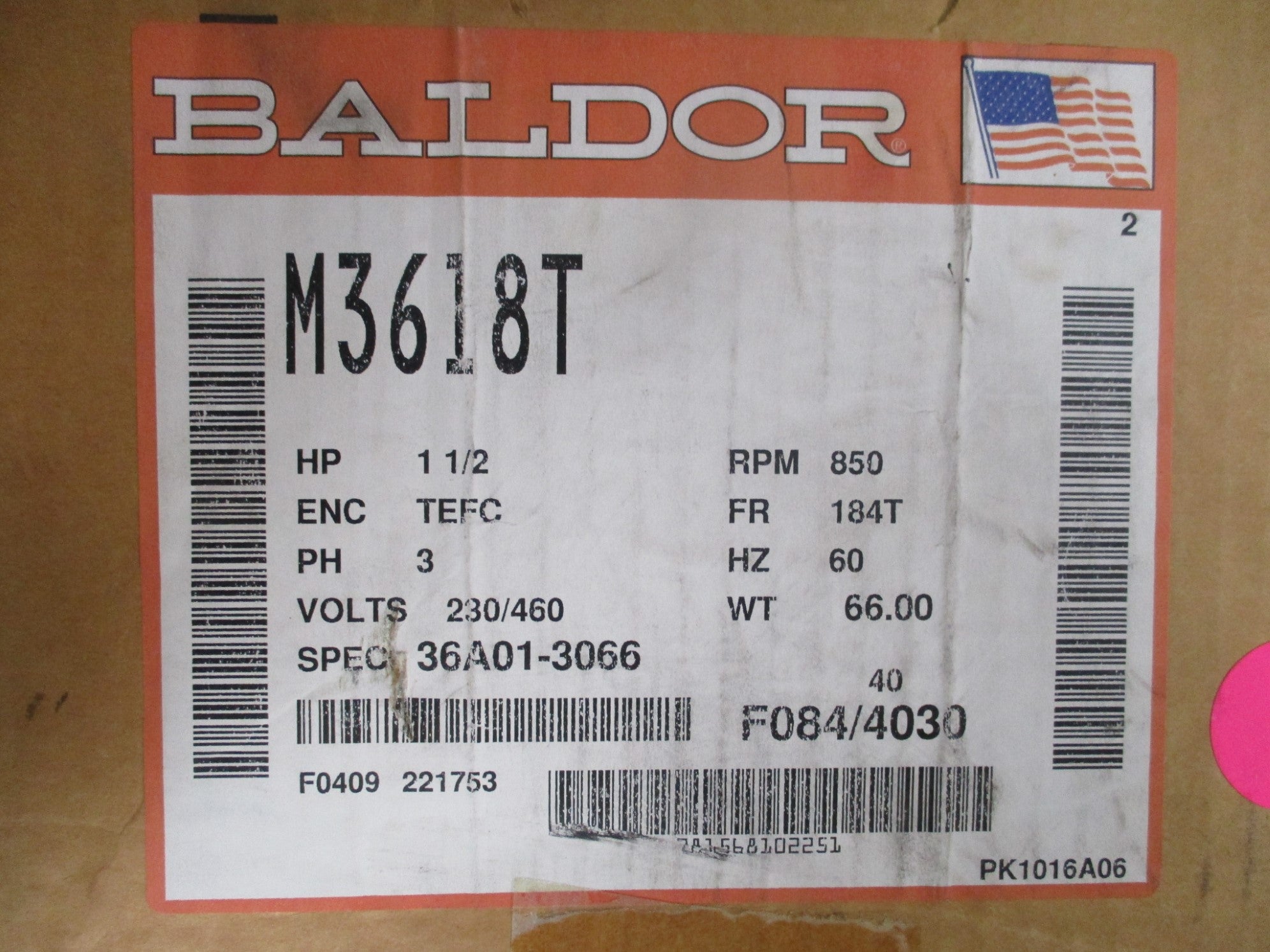 BALDOR M3618T SER. F NSMP