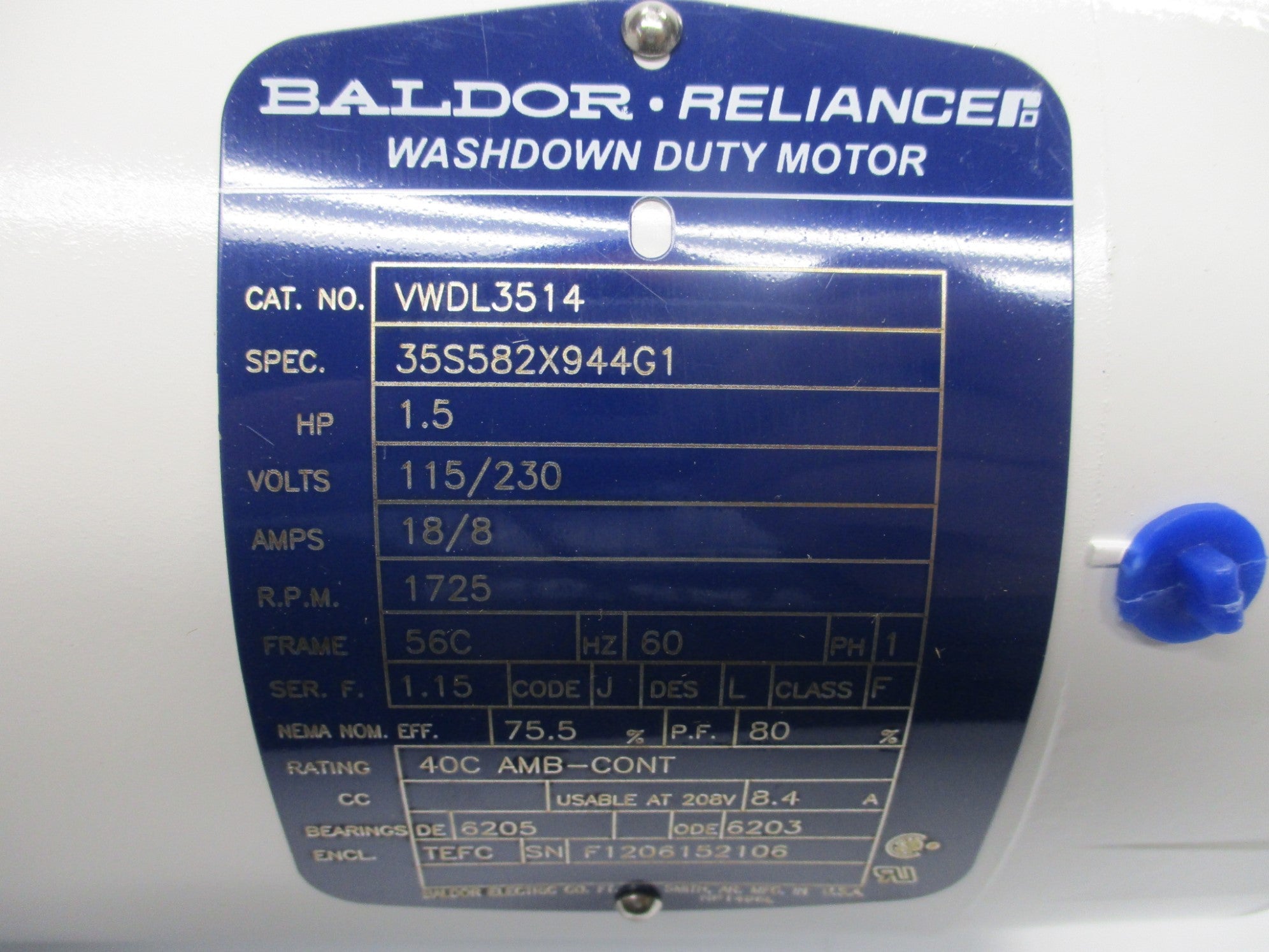 BALDOR VWDL3514 SER. F NSMP