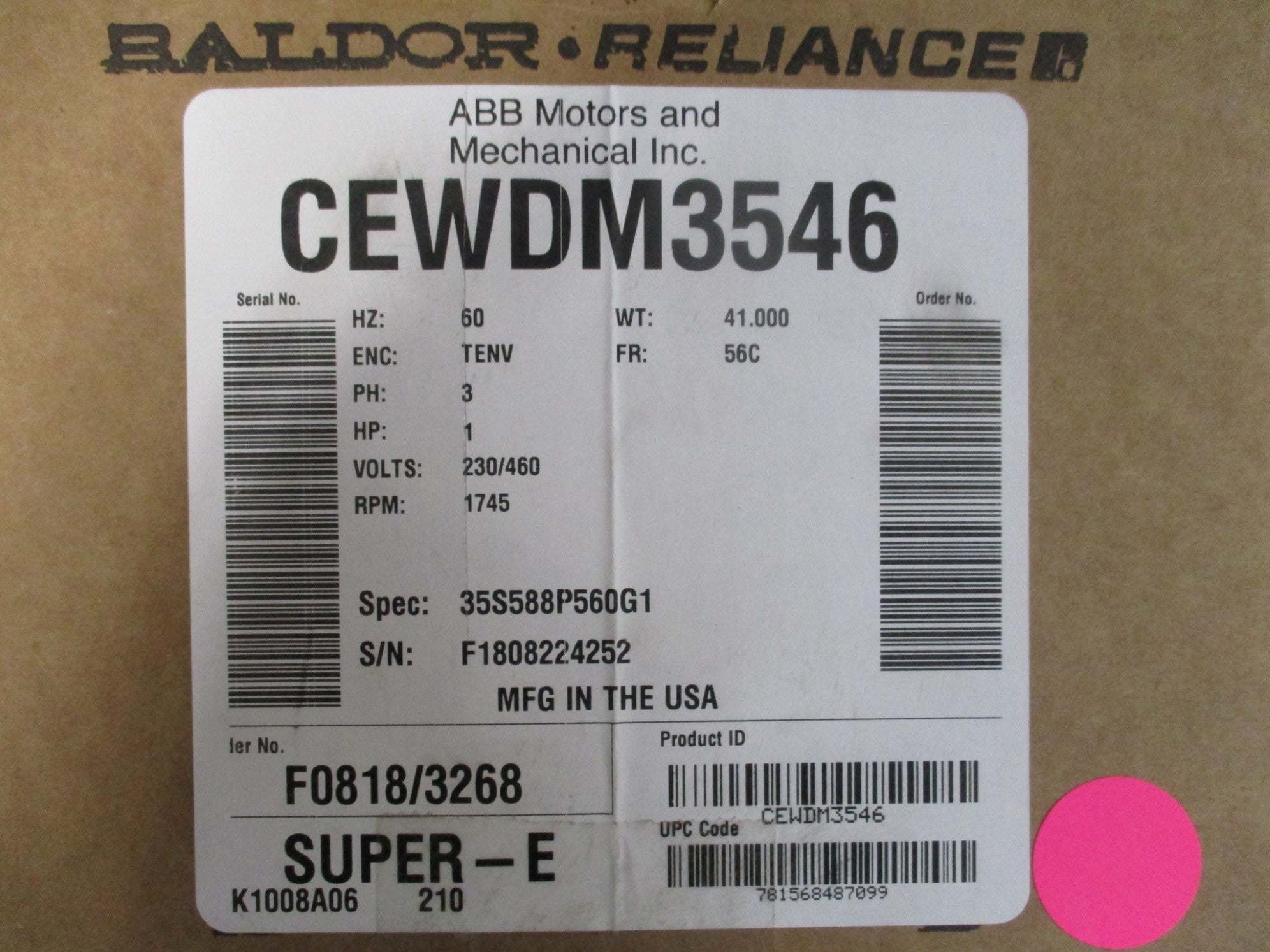 BALDOR CEWDM3546 SER. F NSMP