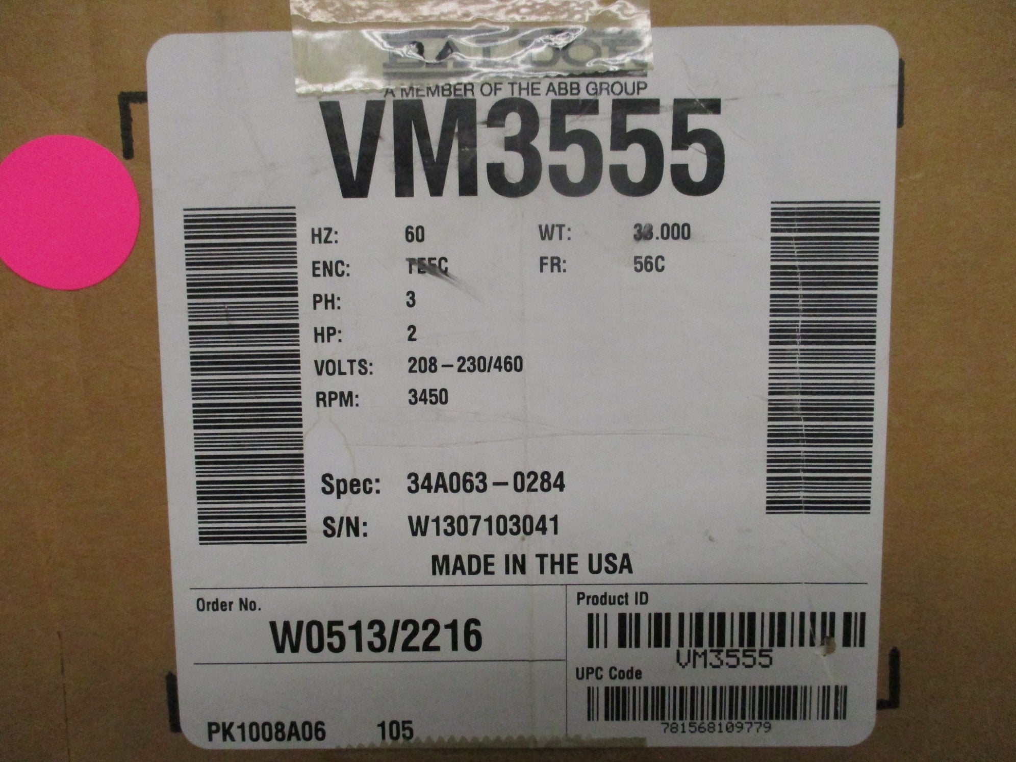 BALDOR VM3555 SER. F NSMP