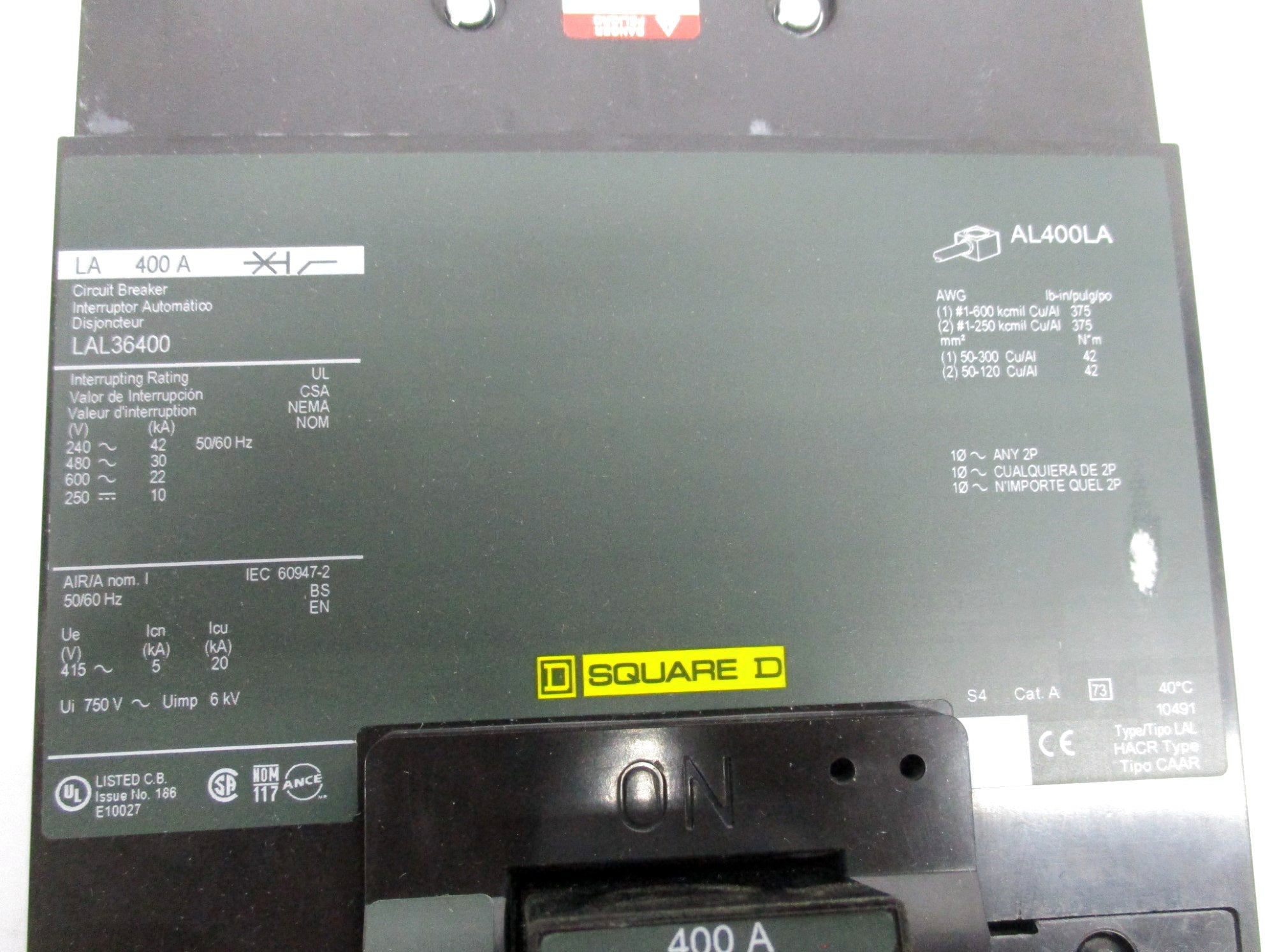 SQUARE D LAL36400 400A (GREEN) NSMP