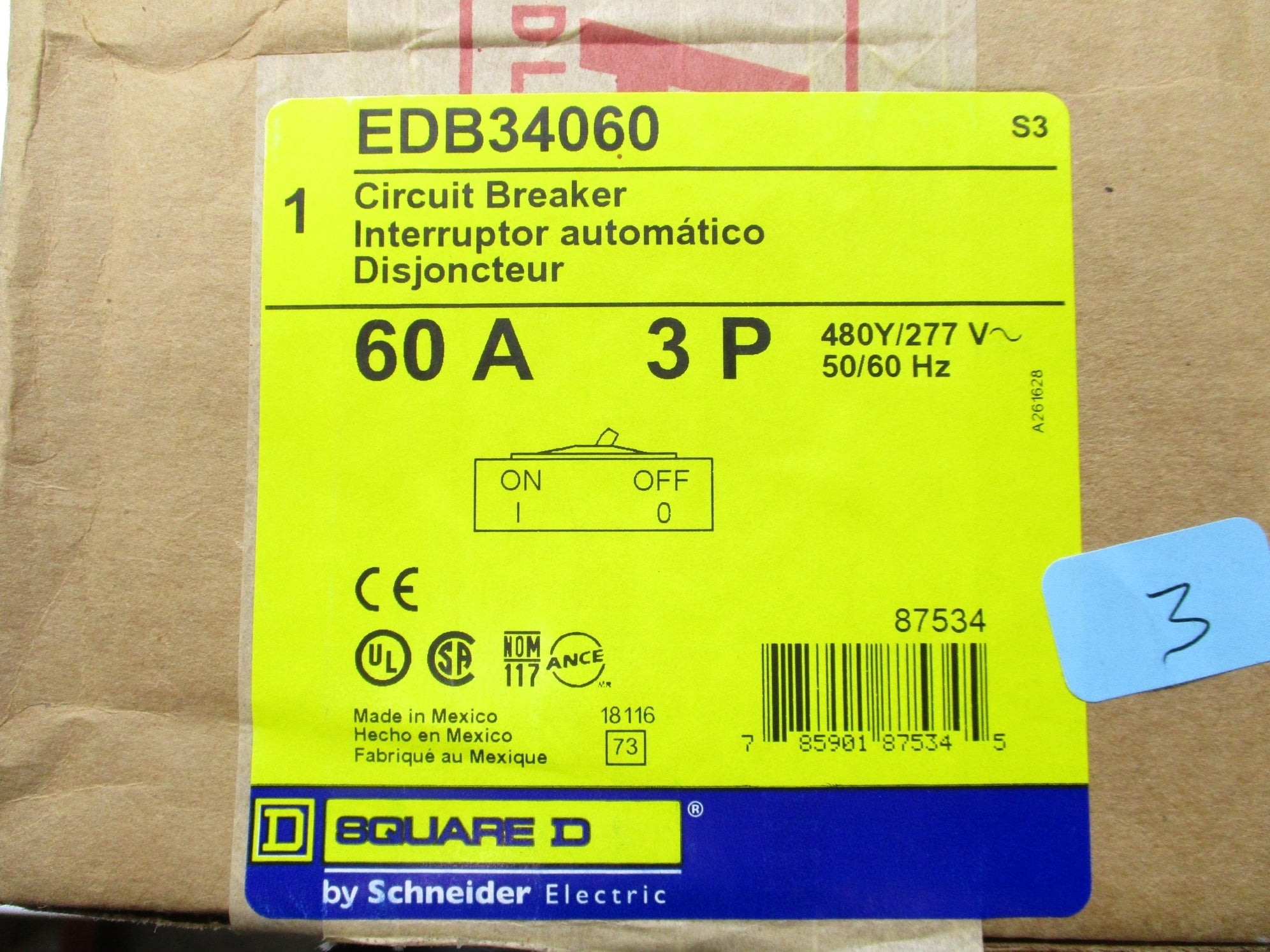 SQUARE D EDB34060 277V 60A NSFS