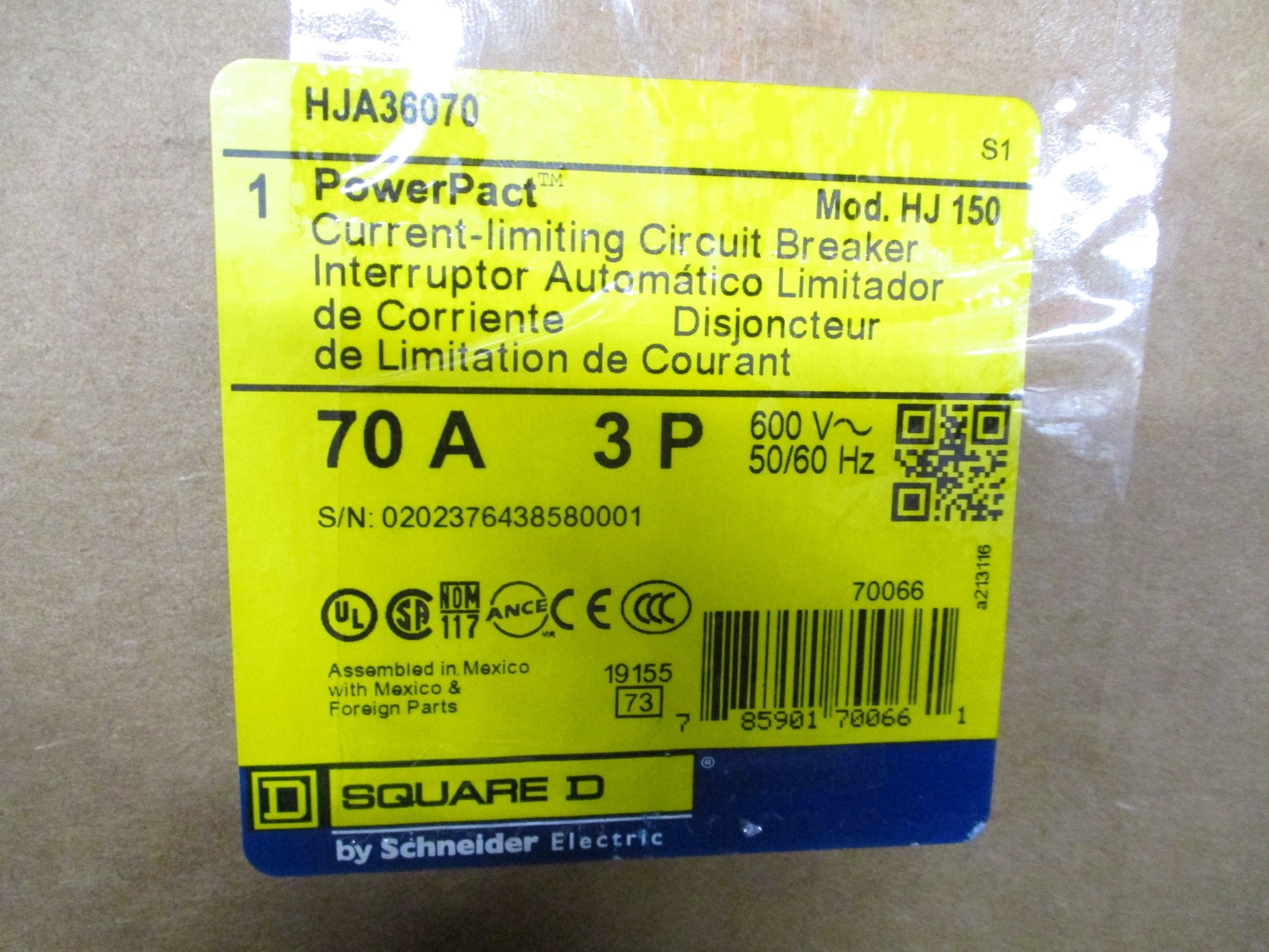 SQUARE D HJA36070 600V 70A NSMP