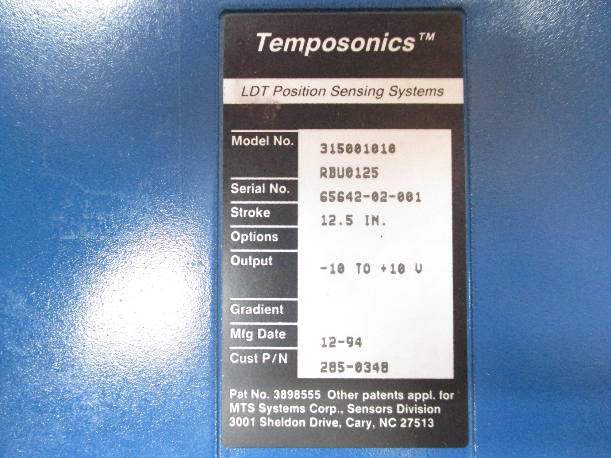 MTS SYSTEMS 315001010 RBU0125 NSNP