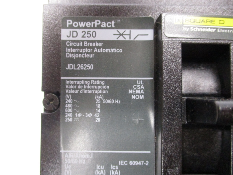 SQUARE D JDL26250 600V 250A NSMP