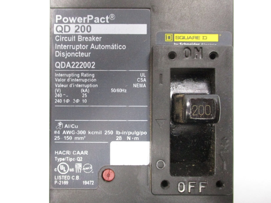 SQUARE D QDA222002 240V 200A (AS PICTURED) NSMP