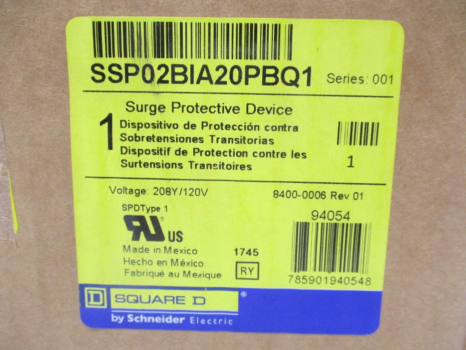 SQUARE D SSP02BIA20PBQ1 SER. 001 NSMP