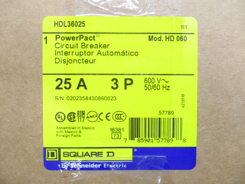 SQUARE D HDL36025 600V 25A NSMP