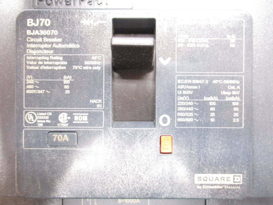 SQUARE D BJA36070 480V 70A NSMP