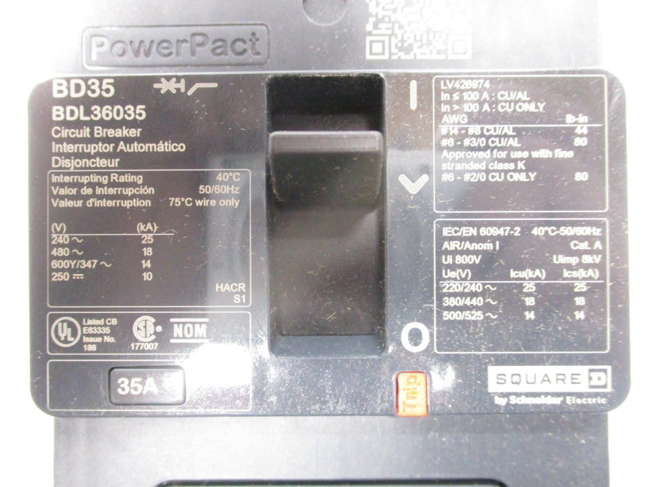 SQUARE D BDL36035 480V 35A NSMP