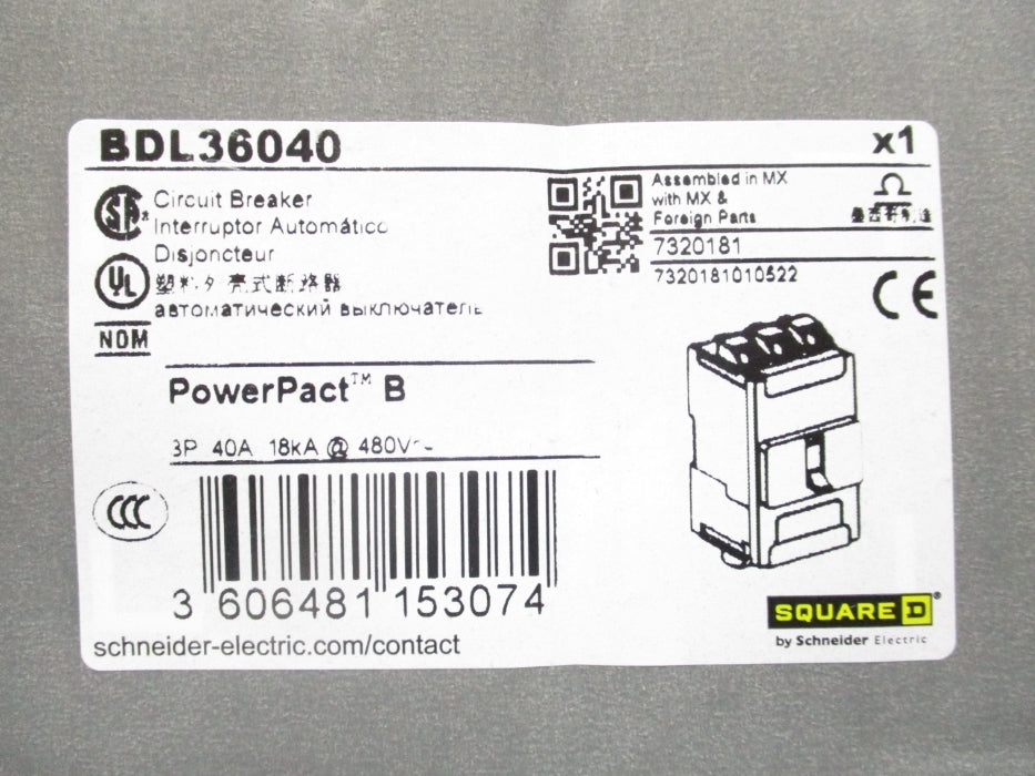 SQUARE D BDL36040 480V 40A (AS PICTURED) NSMP