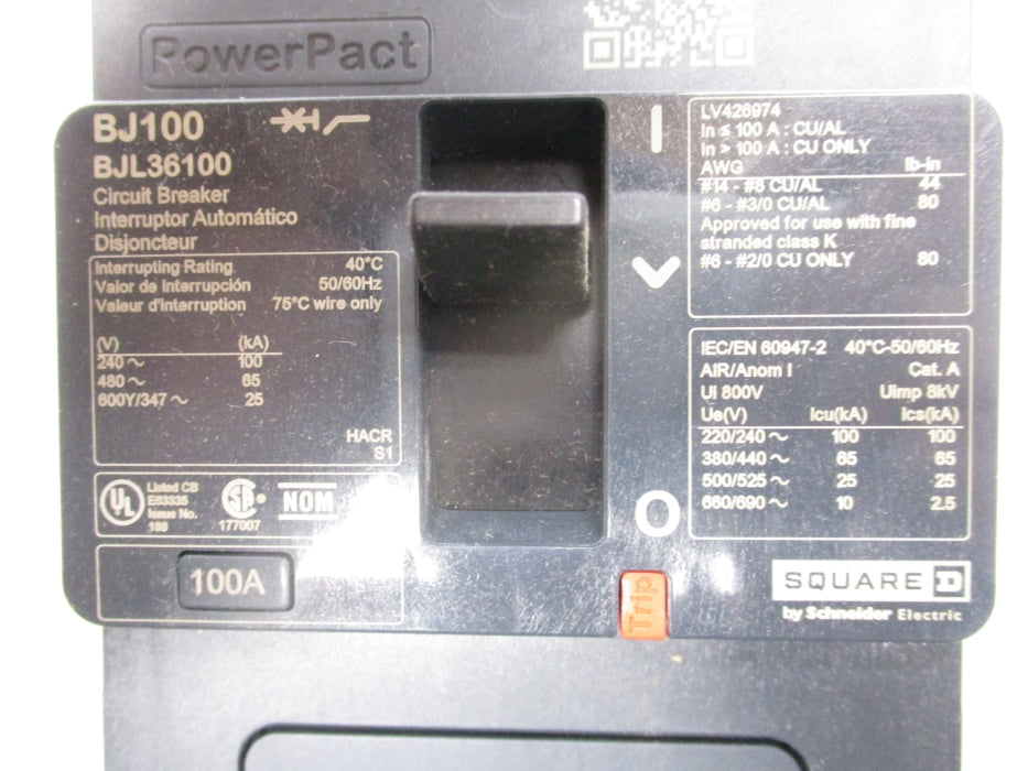 SQUARE D BJL36100 480V 100A NSMP