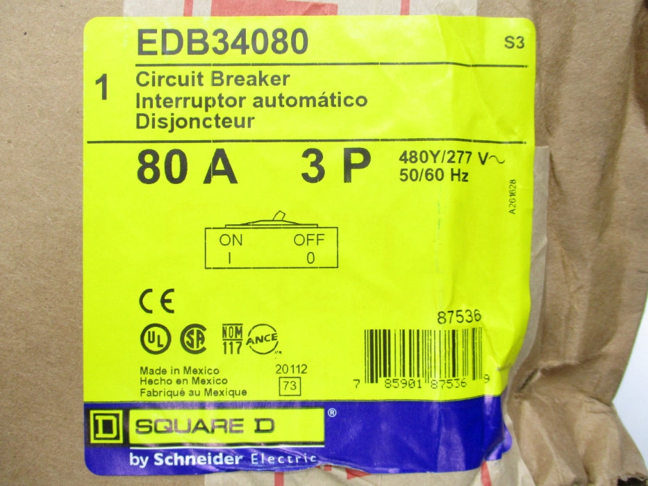SQUARE D EDB34080 277V 80A NSFS