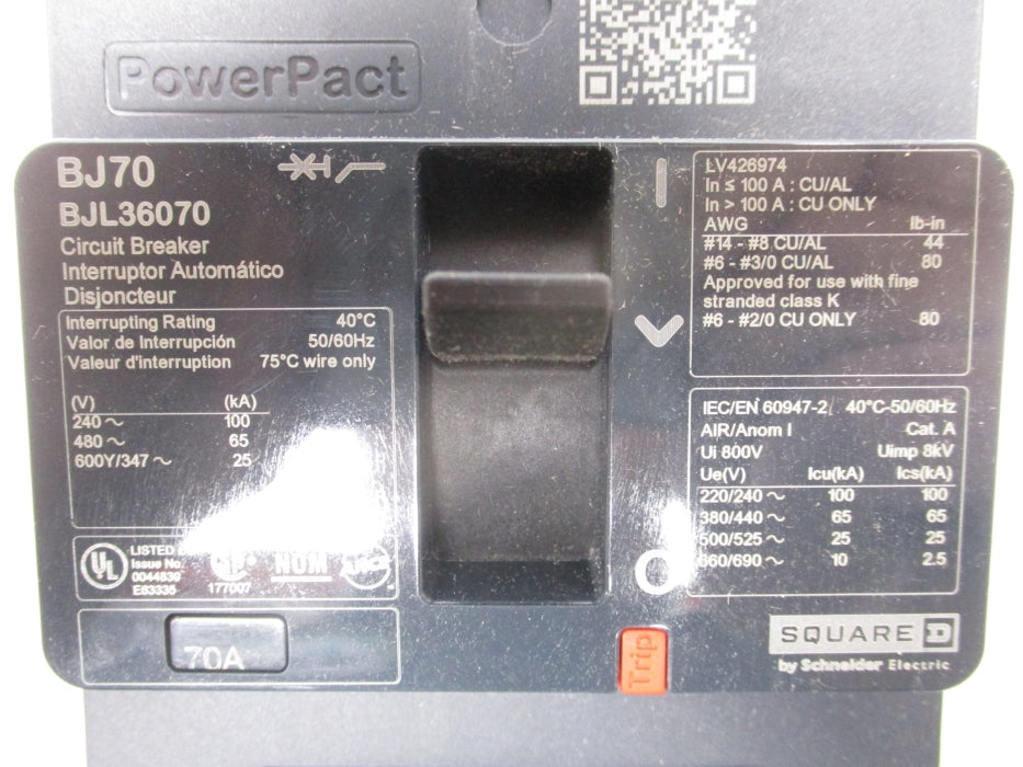 SQUARE D BJL36070 480V 70A NSMP