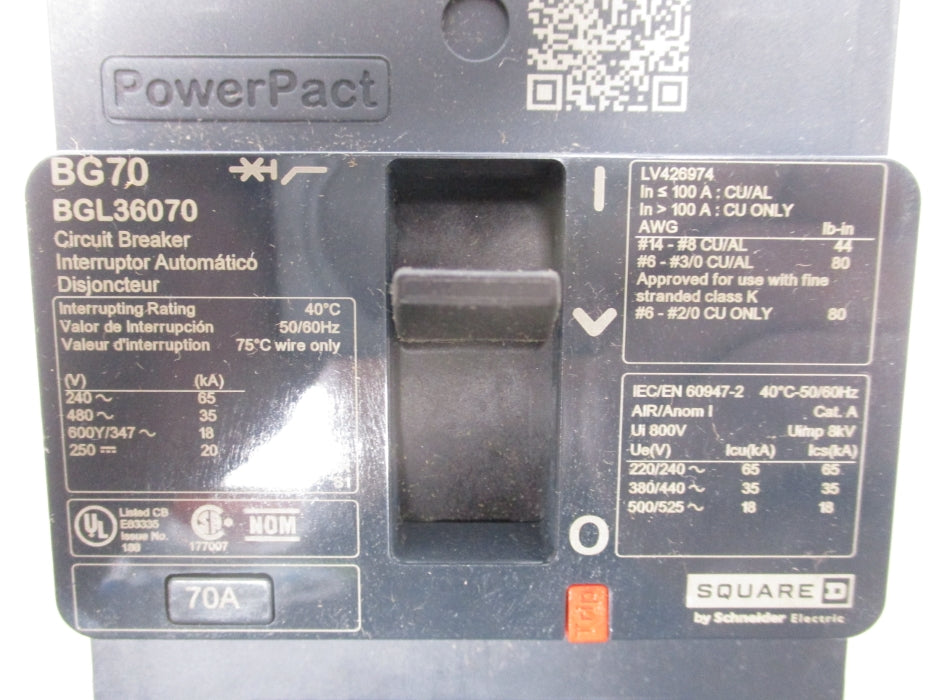 SQUARE D BGL36070 480V 70A NSMP