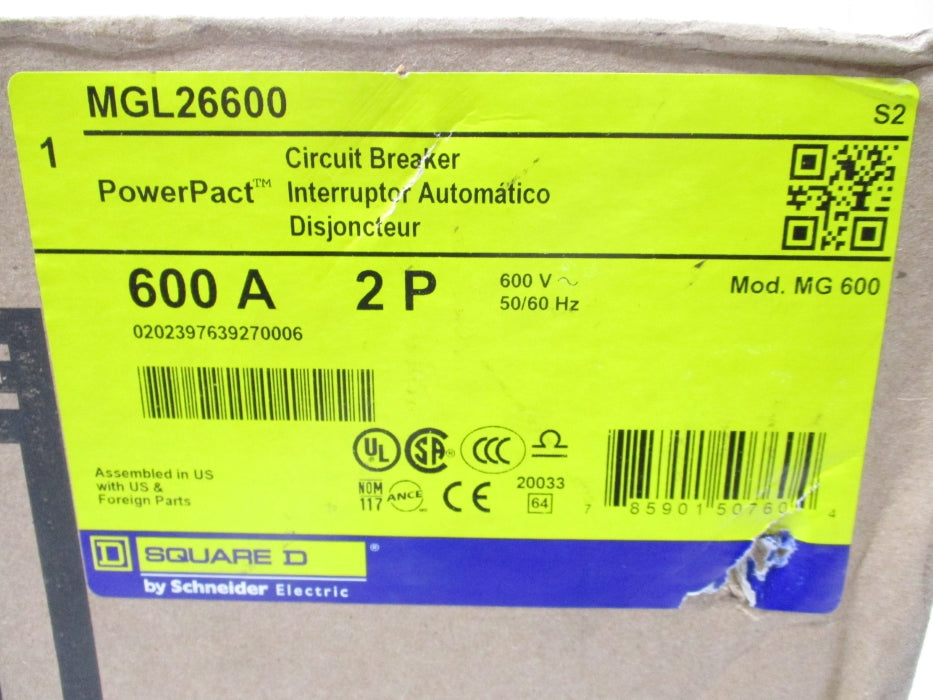 SQUARE D MGL26600 600V 600A NSFS
