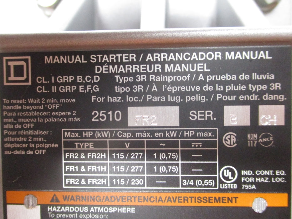 SQUARE D 2510FR2 SER. B NSMP