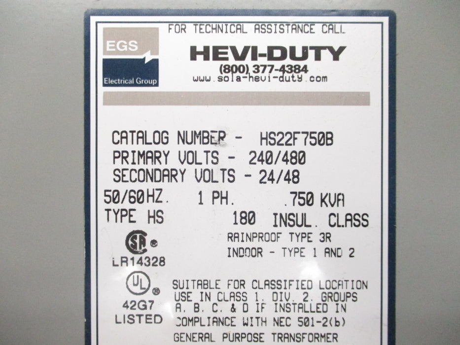 EGS HS22F750B .750KVA NSMP