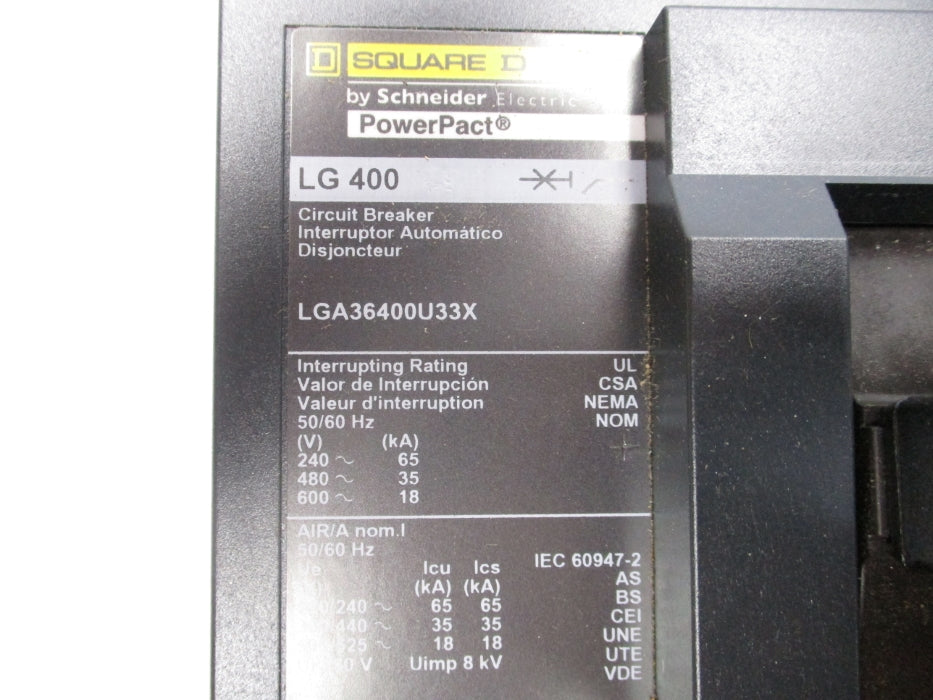 SQUARE D LGA36400U33X 600V 400A NSMP