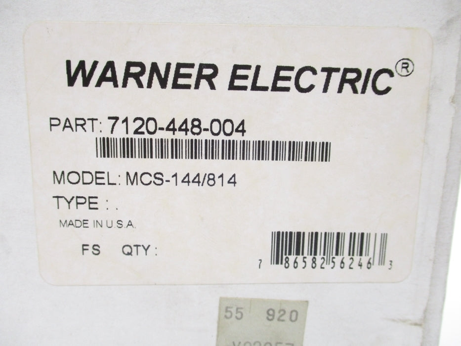 WARNER ELECTRIC 7120-448-004 MCS-144 NSMP