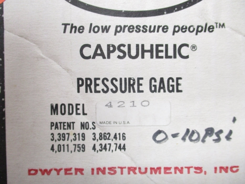 DWYER 4210 0-10PSI NSMP