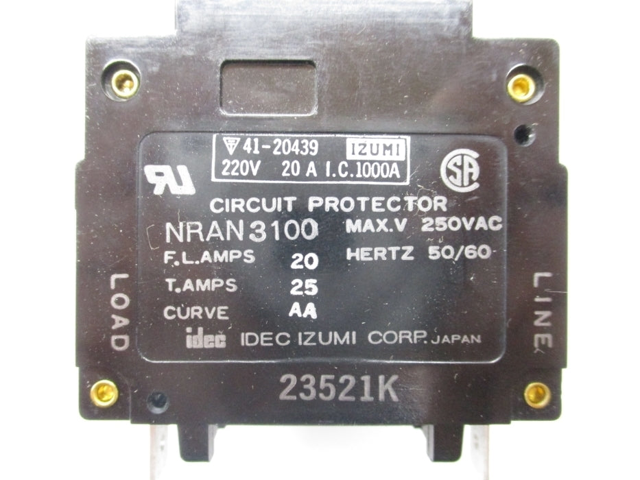 IDEC NRAN3100-20A-AA 250V 20A NSMP