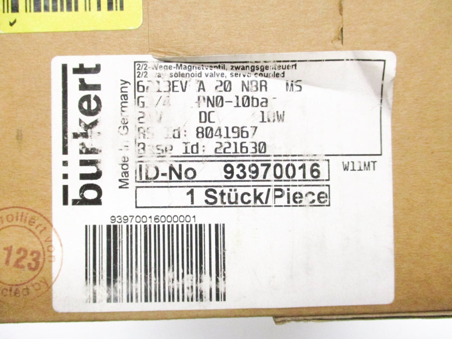 BURKERT 6213EVA20NBRMS 24V NSMP