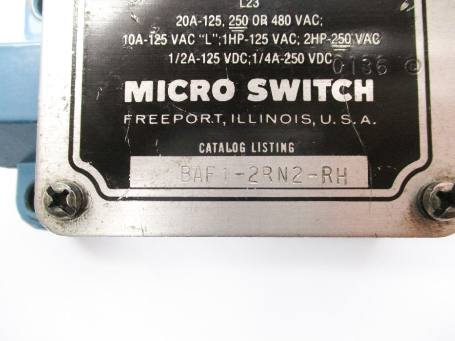 MICRO SWITCH BAF1-2RN2-RH UNMP