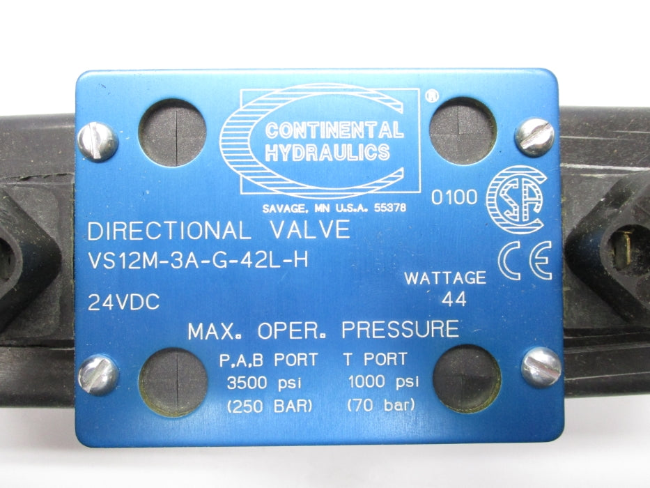 CONTINENTAL HYDRAULICS VS12M-3A-G-42L-H 24VDC 3500PSI NSNP