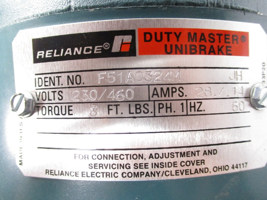 RELIANCE ELECTRIC F51A0324M 230/460V .28/.14A NSNP