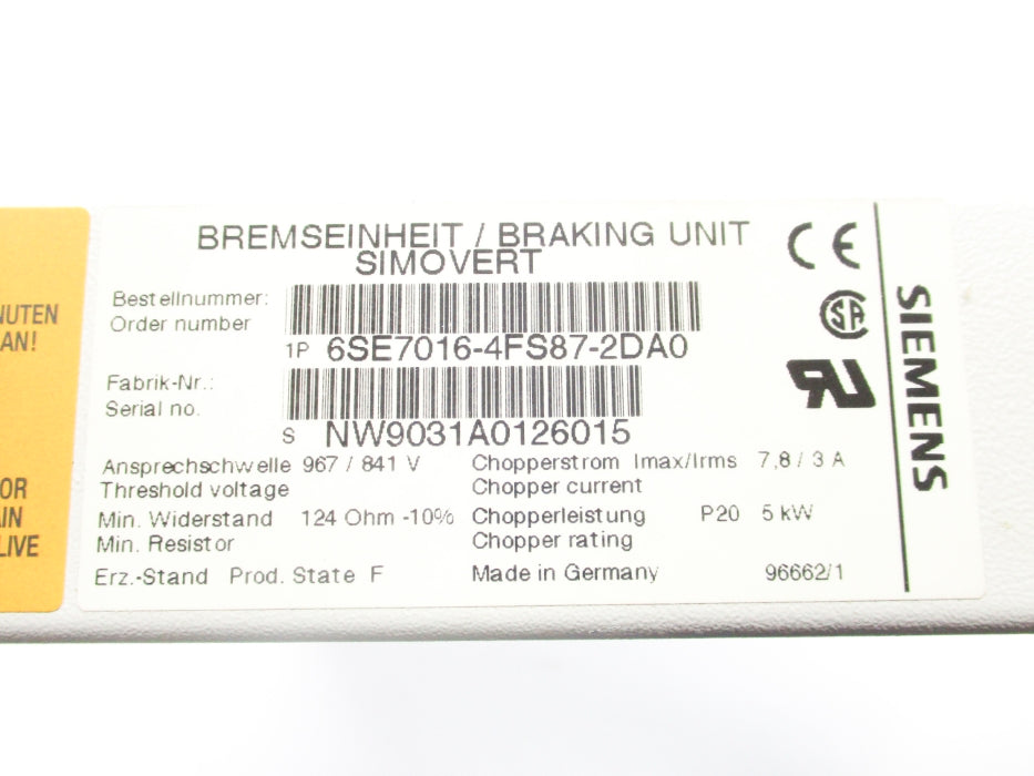 SIEMENS 6SE7016-4FS87-2DA0 NSMP