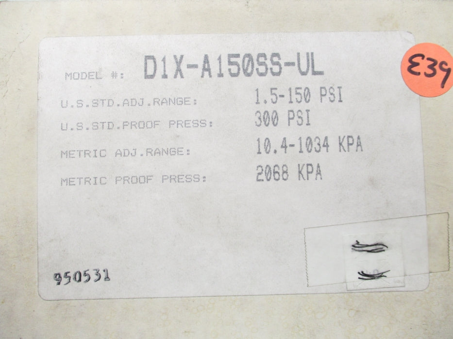 BARKSDALE D1X-A150SS-UL 300PSI NSMP