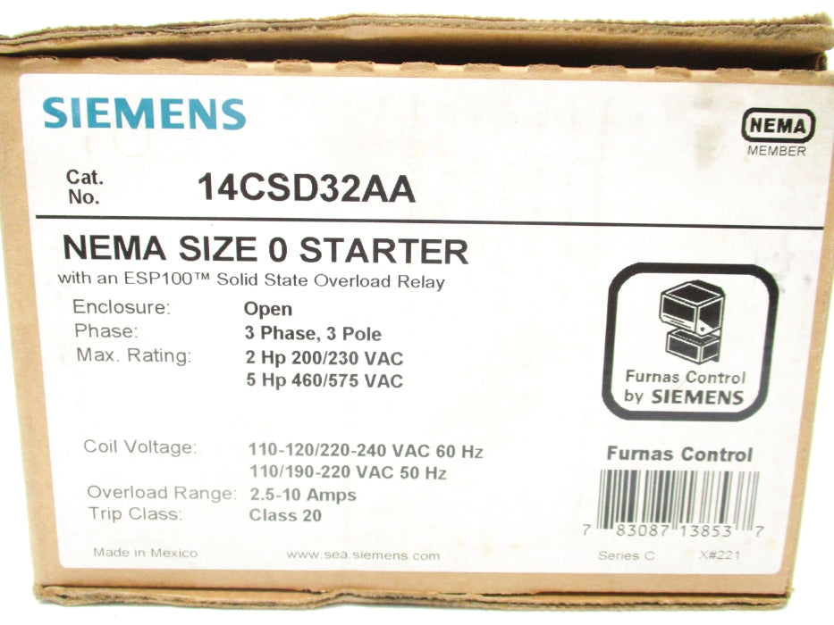 SIEMENS 14CSD32AA 220/240VAC 2.5-10A NSMP