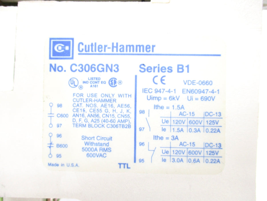 CUTLER HAMMER AN16DN0AB SER. B1 NSMP