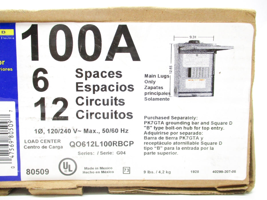SQUARE D QO612L100RBCP SER. G04 NSMP