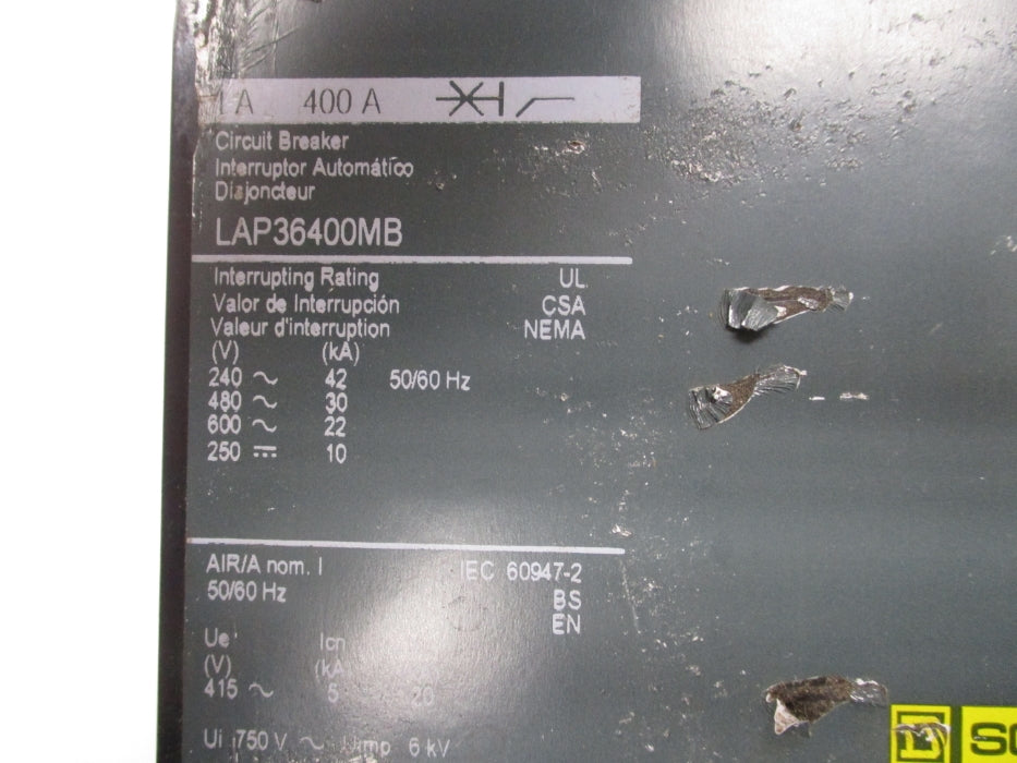 SQUARE D LAP36400MB 600V 400A UNMP