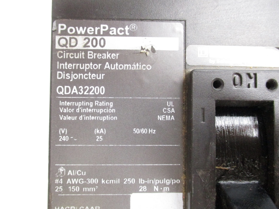 SQUARE D QDA32200 240V 200A UNMP
