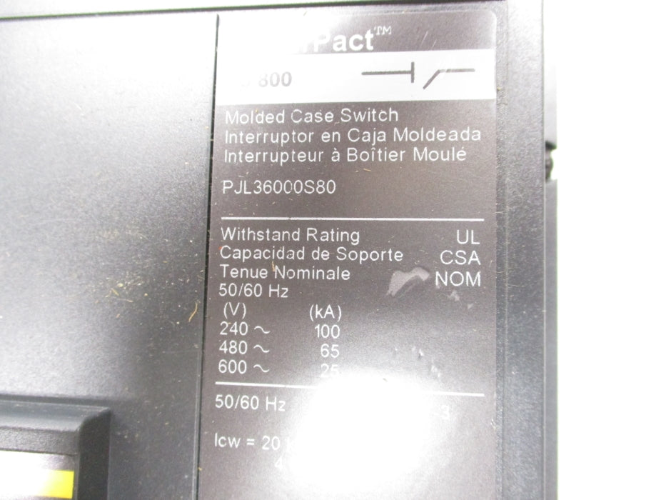 SQUARE D PJL36000S80 600V 800A NSNP