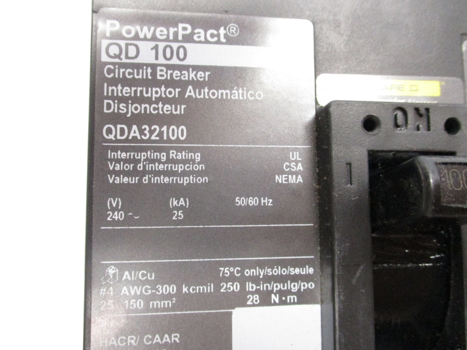 SQUARE D QDA32100 240V 100A NSNP